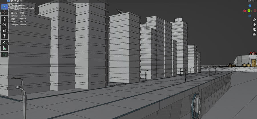 Low-Poly City Wireframe